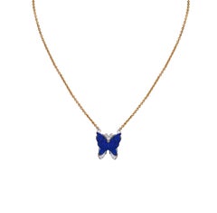 H.Ajoomal Butterfly Necklace in Lapis Lazuli or Mother of Pearl with Diamonds