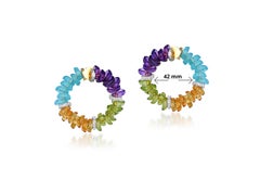 H.Ajoomal "C" Clip Type Demi Fine Earrings in a Rainbow of Multicolor Gemstones