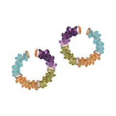H.Ajoomal "C" Clip Type Demi Fine Earrings in a Rainbow of Multicolor Gemstones