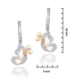H.Ajoomal Demi Fine Earrings in White Mother of Pearl Butterflies and Diamonds