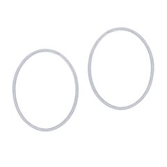 H.Ajoomal Diamond Oval Earrings 18 Karat White Gold
