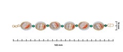 H.Ajoomal Link Bracelet in Natural Banded Agate, Emerald Cabochon & Diamonds