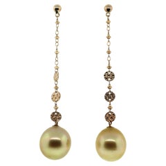 Hakimoto 10.5 Golden South Sea Cultured Pearl 18k Rose Gold Earrings