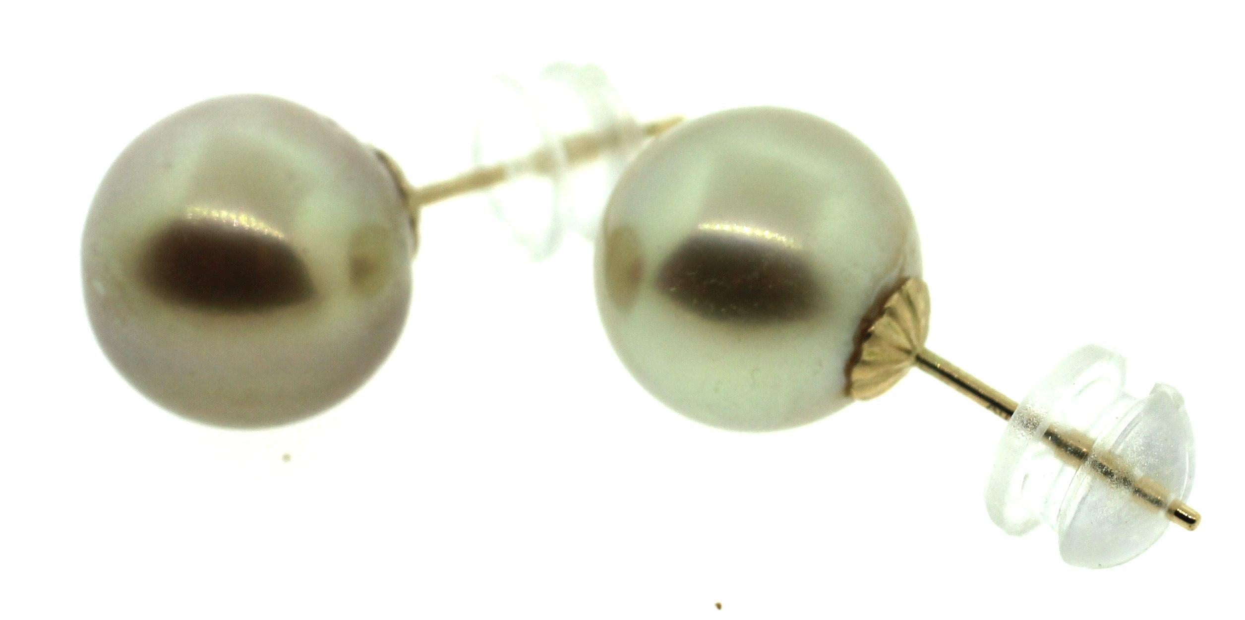 Hakimoto 10.7mm Natural color Golden South Sea Pearls Stud In New Condition For Sale In New York, NY