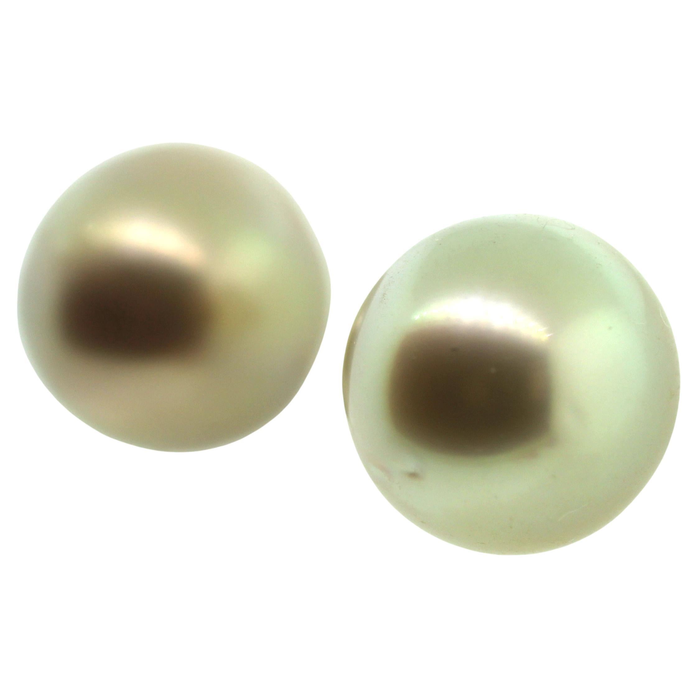 Hakimoto 10.7mm Natural color Golden South Sea Pearls Stud For Sale