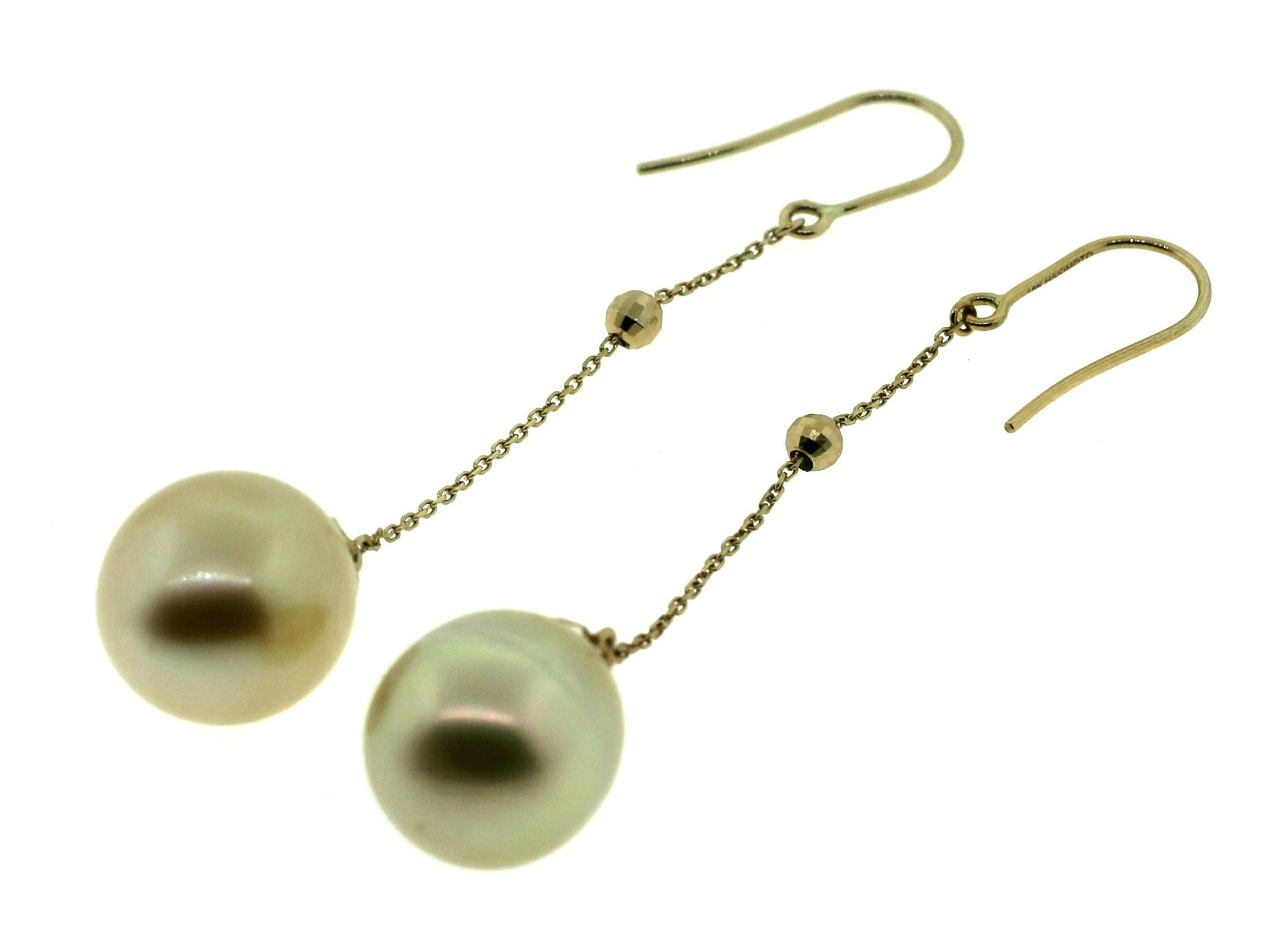 Bead Hakimoto 13-12 mm South Sea Drop Cultured Pearl 18k Earrings For Sale