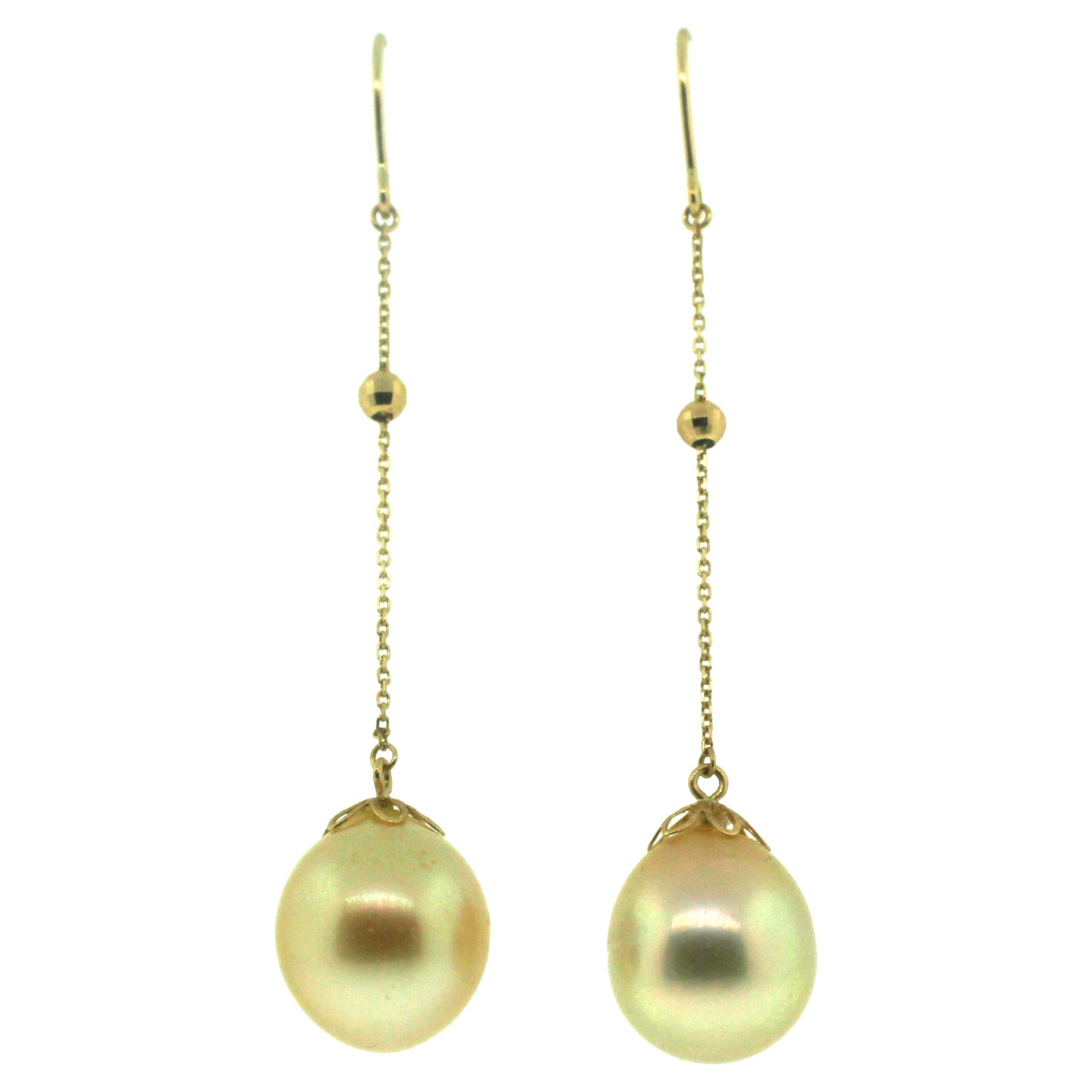 Hakimoto 13-12 mm South Sea Drop Cultured Pearl 18k Earrings