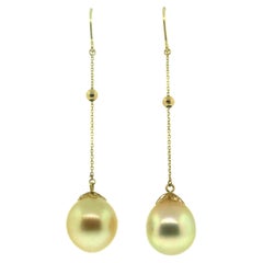 Hakimoto South Sea Drop Cultured Pearl 18k Earrings