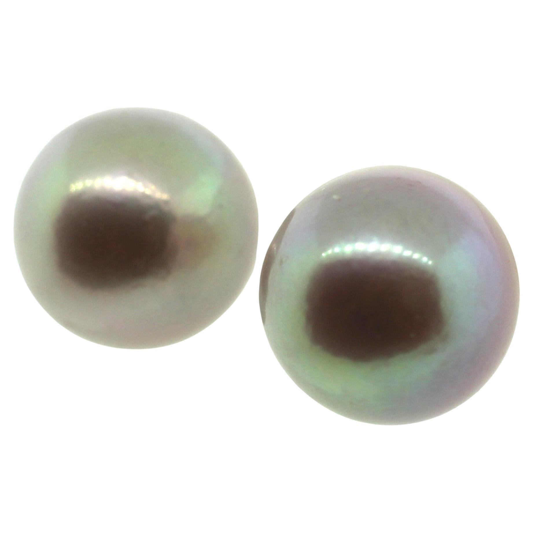 Hakimoto By Jewel Of Ocean
18K White Gold 
Natural Color Cultured Pearl Earrings.
Total item weight 4.1 grams
11 mm Natural color Cultured Pearls
18K White Gold High Polish
Orient: Very Good
Luster: Very Good
Nacre: Very Good