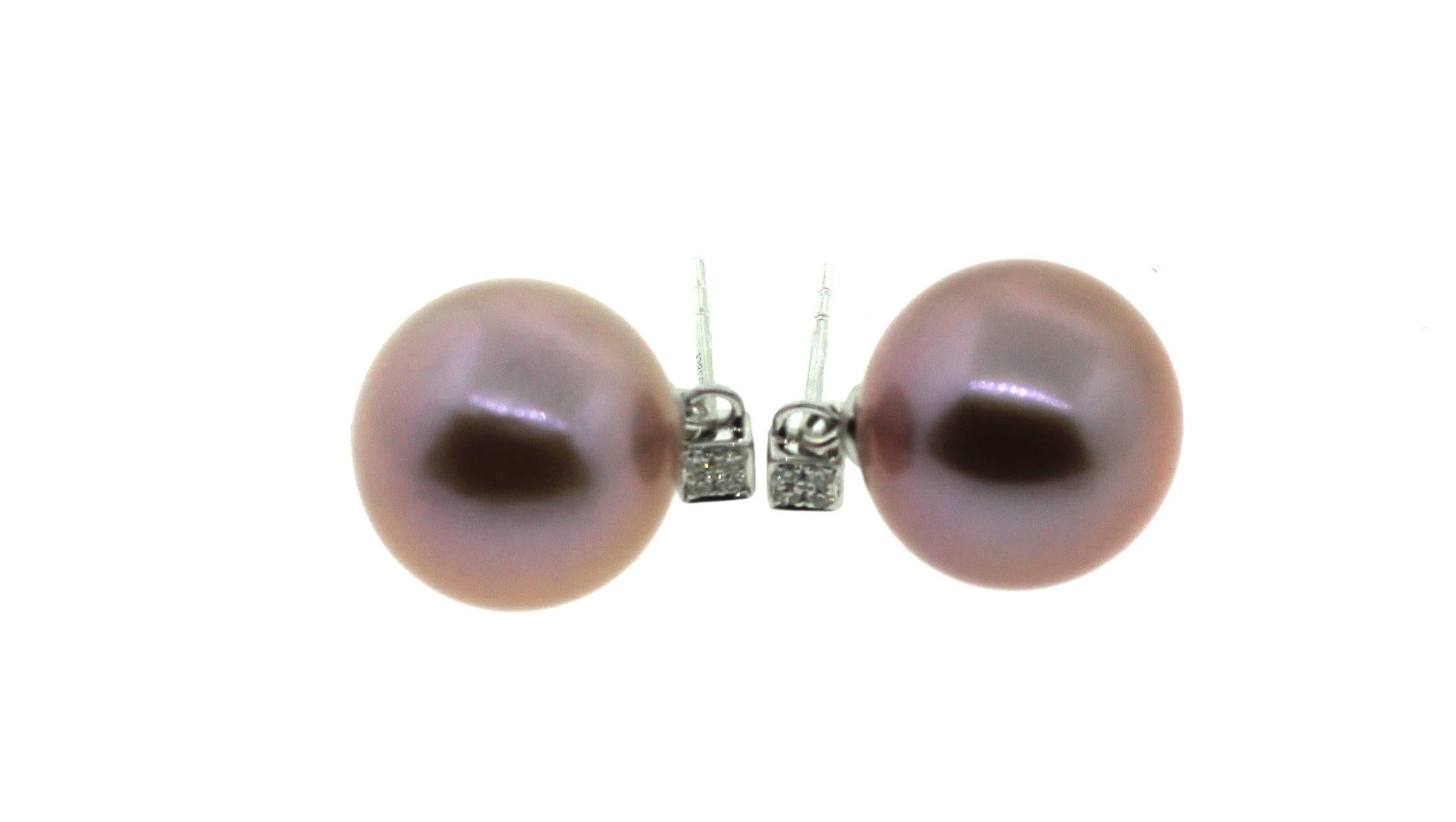 Bead Hakimoto Fancy Color 12.7 mm Cultured Pearl 18k with Diamond For Sale