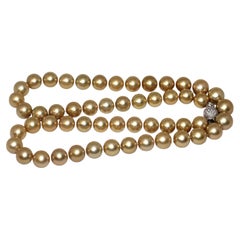 Hakimoto 13x15mm Natural Golden Color South Sea Pearl 31" long Necklace