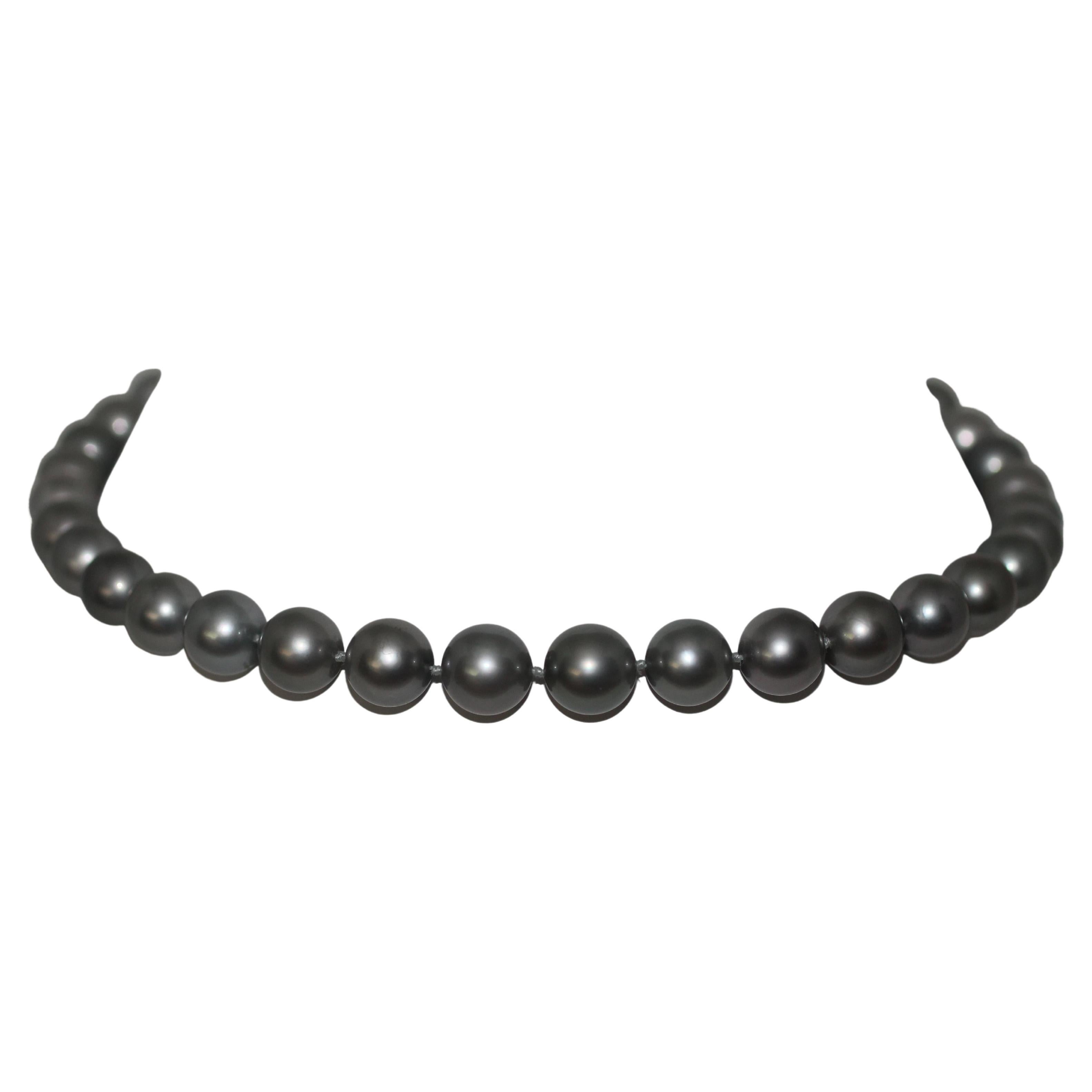 Hakimoto 14x12 mm 37 Silber Tahiti Südsee 18K Diamantverschluss Halskette 22