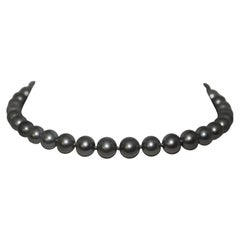 Hakimoto 14x12 mm 37 Argento Tahiti Mare del Sud 18K Diamante Chiusura Collana 22"