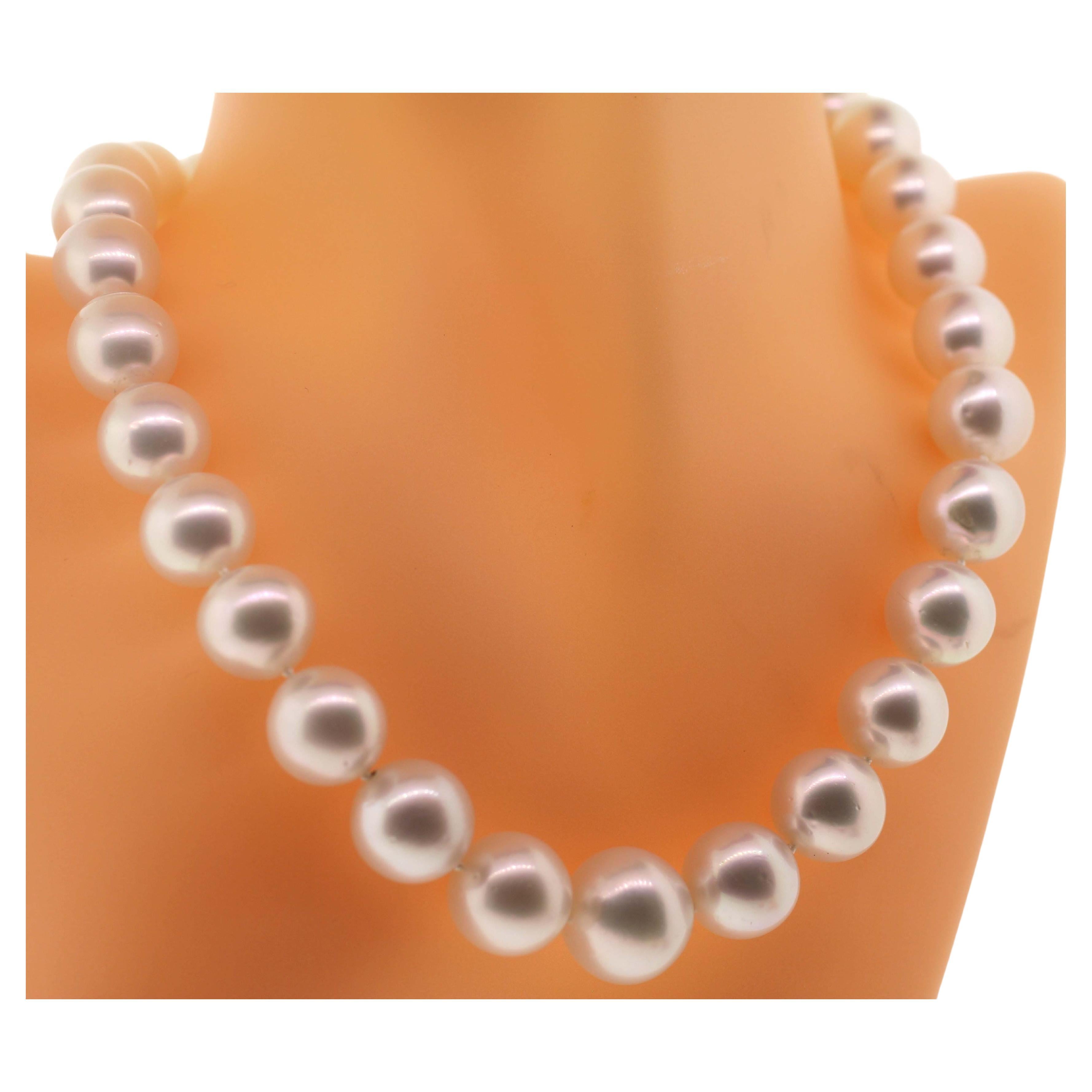 Women's Hakimoto 18K Diamond Clasp 15x12.4 mm South Sea Pearl Strand Necklace For Sale
