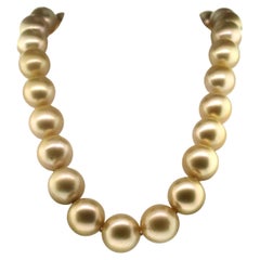 Hakimoto 16x14mm Natural Golden color SouthSea Pearl 18K & 3 Carts Diamond