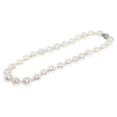 Hakimoto 17.8x13mm South Sea Baroque Pearl Necklace 18K 1.75 Carts Diamond Clasp