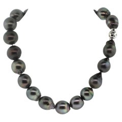 Hakimoto 17x15 mm Tahitian Baroque Pearl Necklace 18K Diamond White Gold Clasp