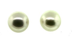 Hakimoto 18k White Gold 12mm Natural Color South Sea Pearl Earrings