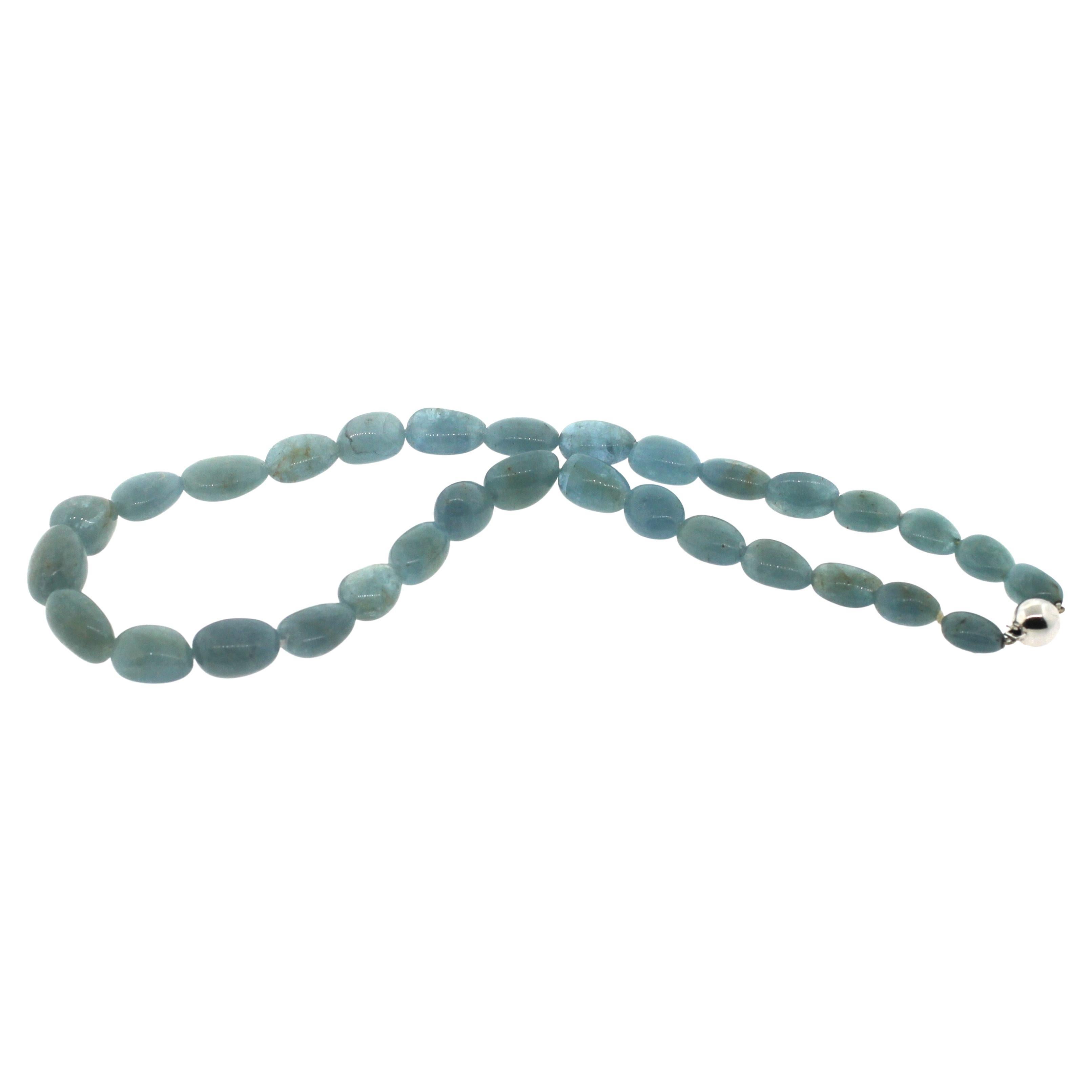 Bead Hakimoto 18K White Gold Milky Green Baroque Aquamarine Necklace