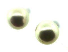 Hakimoto 18k White Gold 12mm Natural Color South Sea Pearl Earrings
