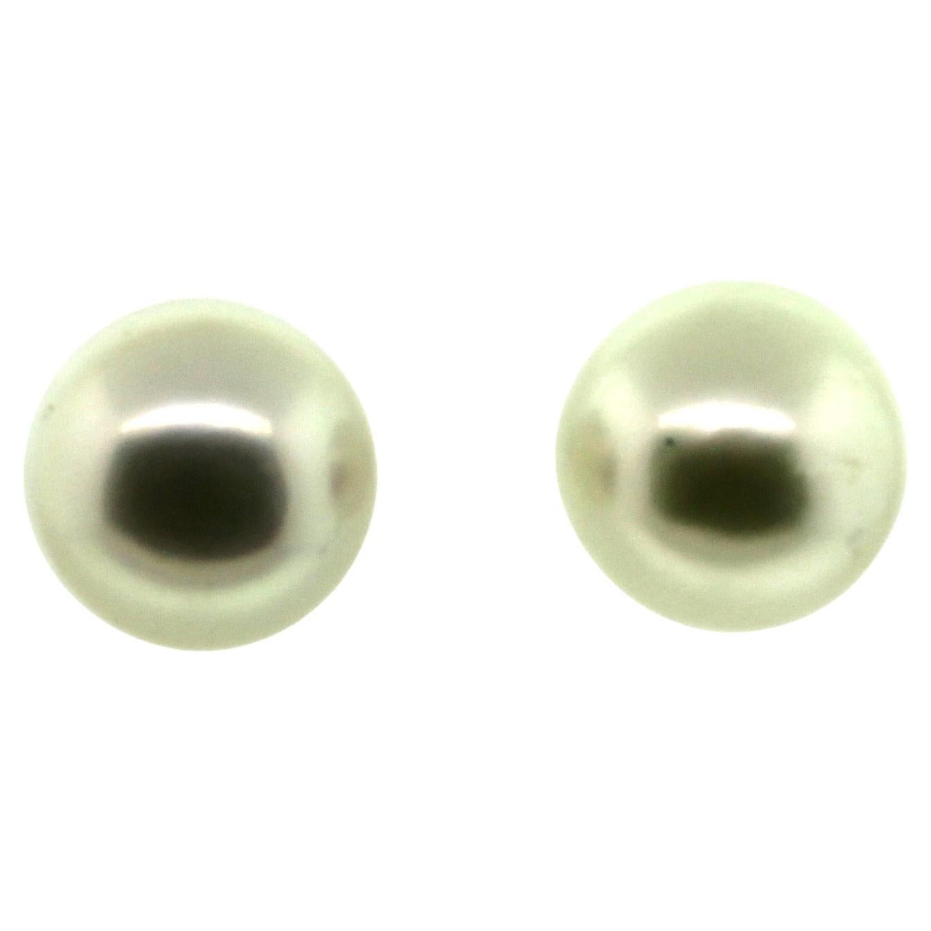 Hakimoto: 18 Karat Weißgold Südseeperlen-Ohrringe mit natürlicher Farbe 