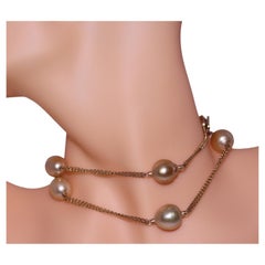 Collana di perle barocche Hakimoto in oro giallo 18 carati, colore naturale e dorato dei mari del sud