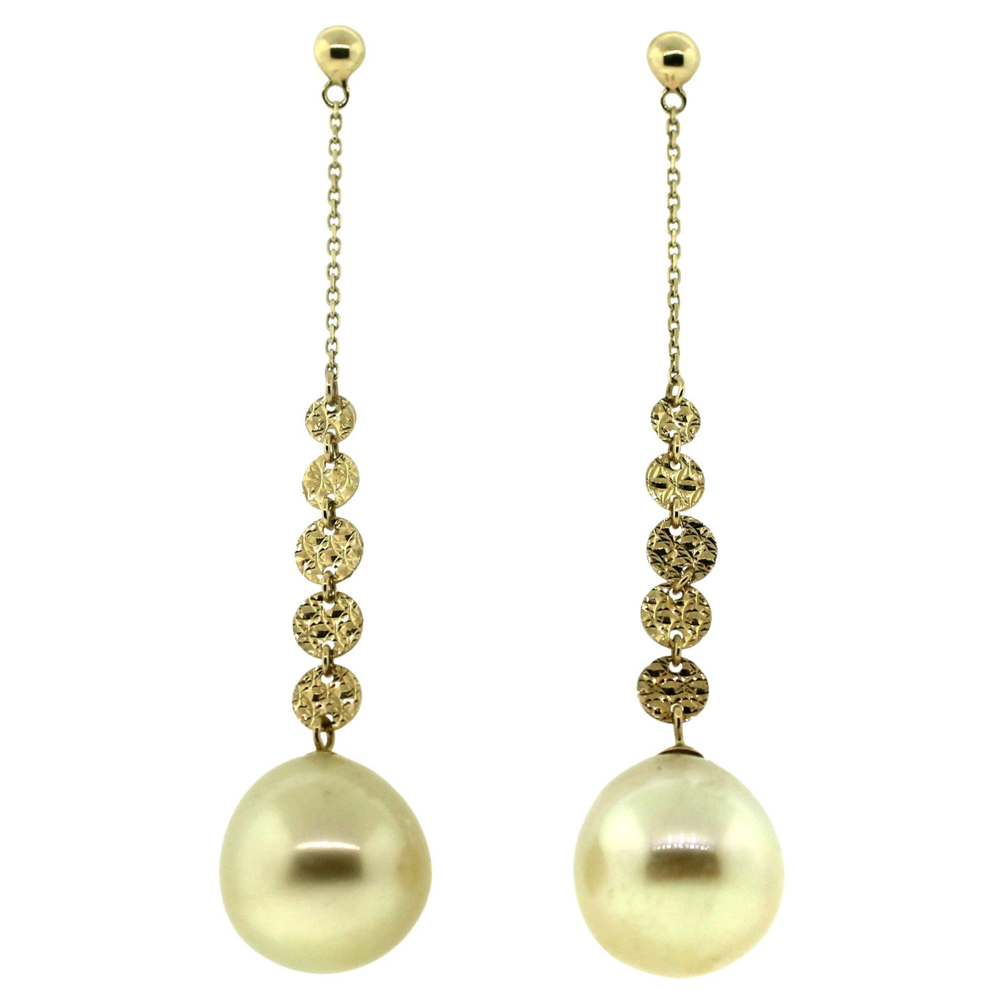 Hakimoto 18k Yellow Gold Natural Color South Sea Pearl Earrings For Sale