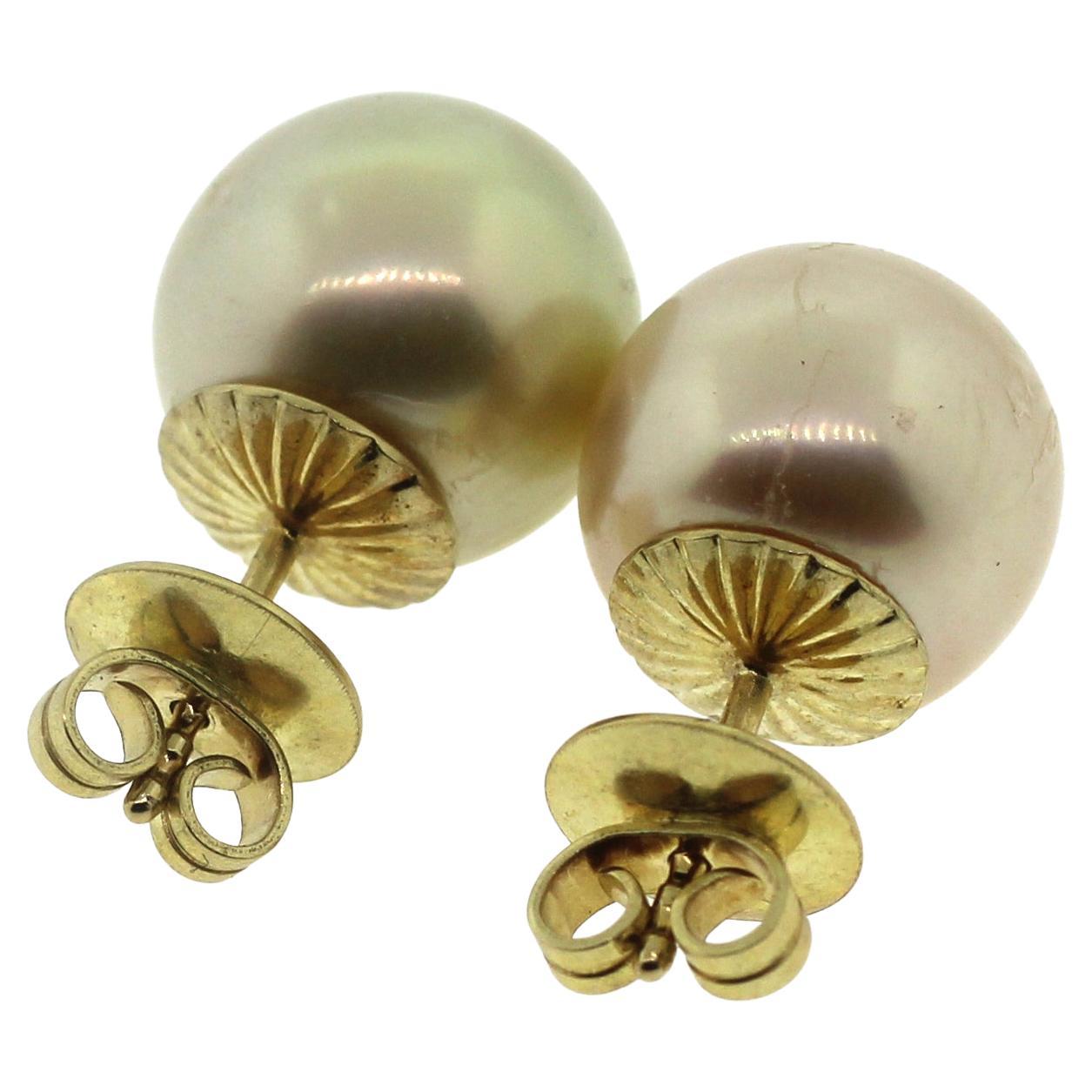Hakimoto By Jewel Of Ocean
18K Yellow Gold
Natural Color South Sea Pearl Stud Earrings.
Hight 0.86 inch
Total item weight 6.8 grams
12mm Natural color South Sea Cultured Pearls
18K Yellow Gold High Polish
Orient: Good
Luster: Good
Surface: Small