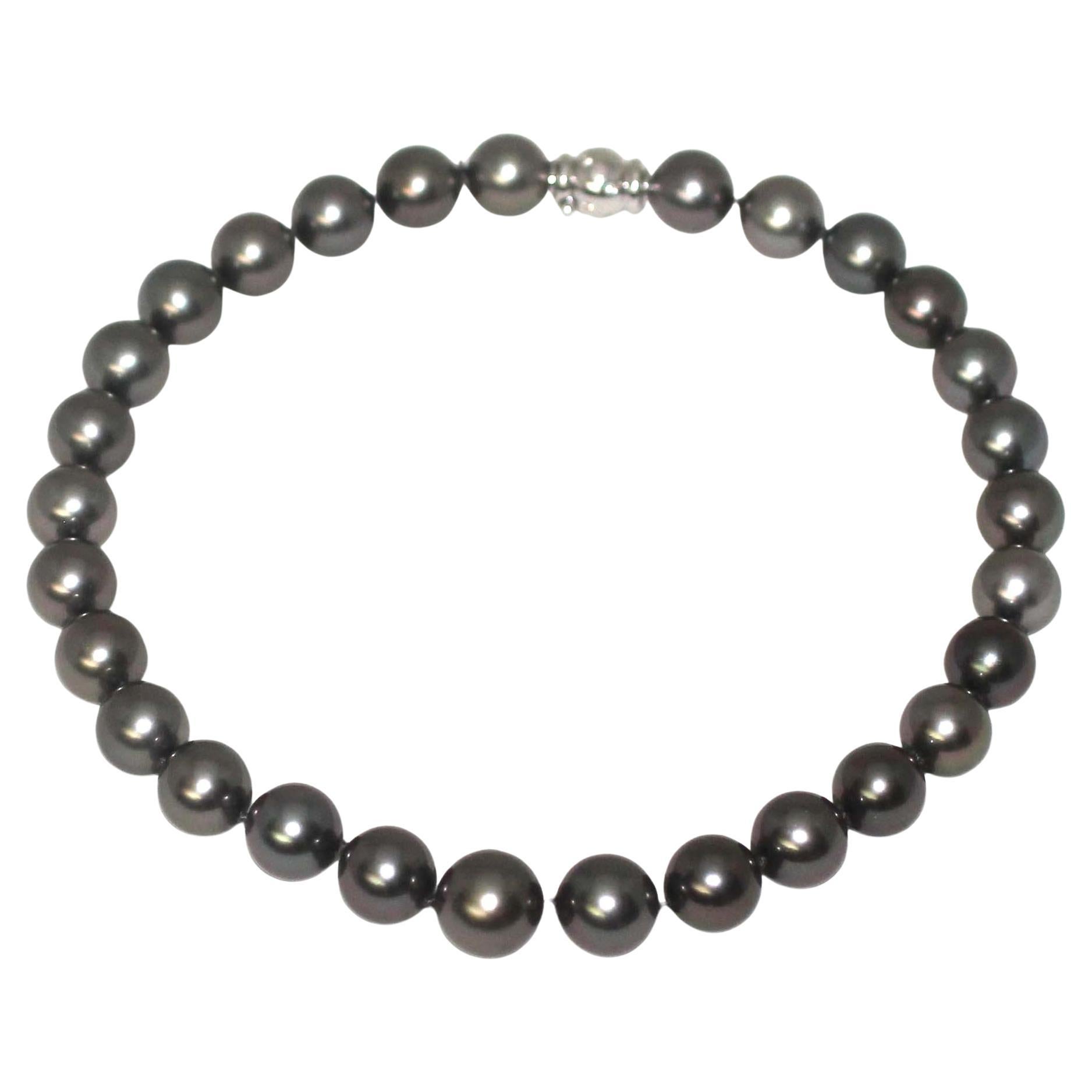 South Sea Pearl Necklace with Two Australian Solid Black Opal and