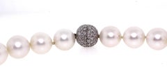Hakimoto 14x11 mm 33 White South Sea Pearl & 18K Full Ball Diamonds Clasp
