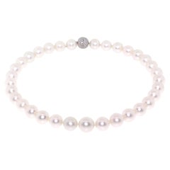 Hakimoto 14x11 mm 33 White South Sea Pearl & 18K Full Ball Diamonds Clasp