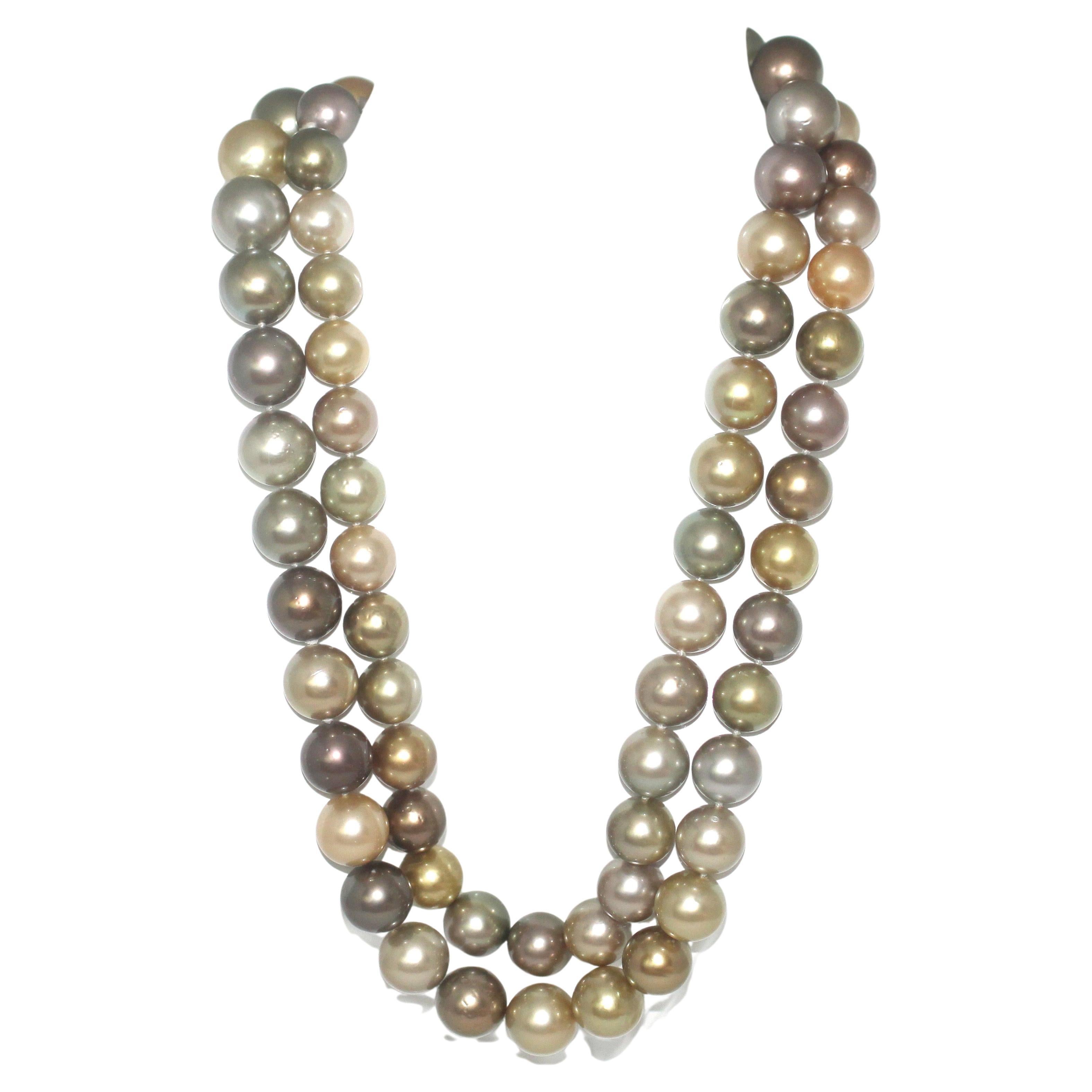 Hakimoto Collier de perles des mers du Sud de 13,8 x 11 mm de couleur naturelle et fantaisie de 36,5