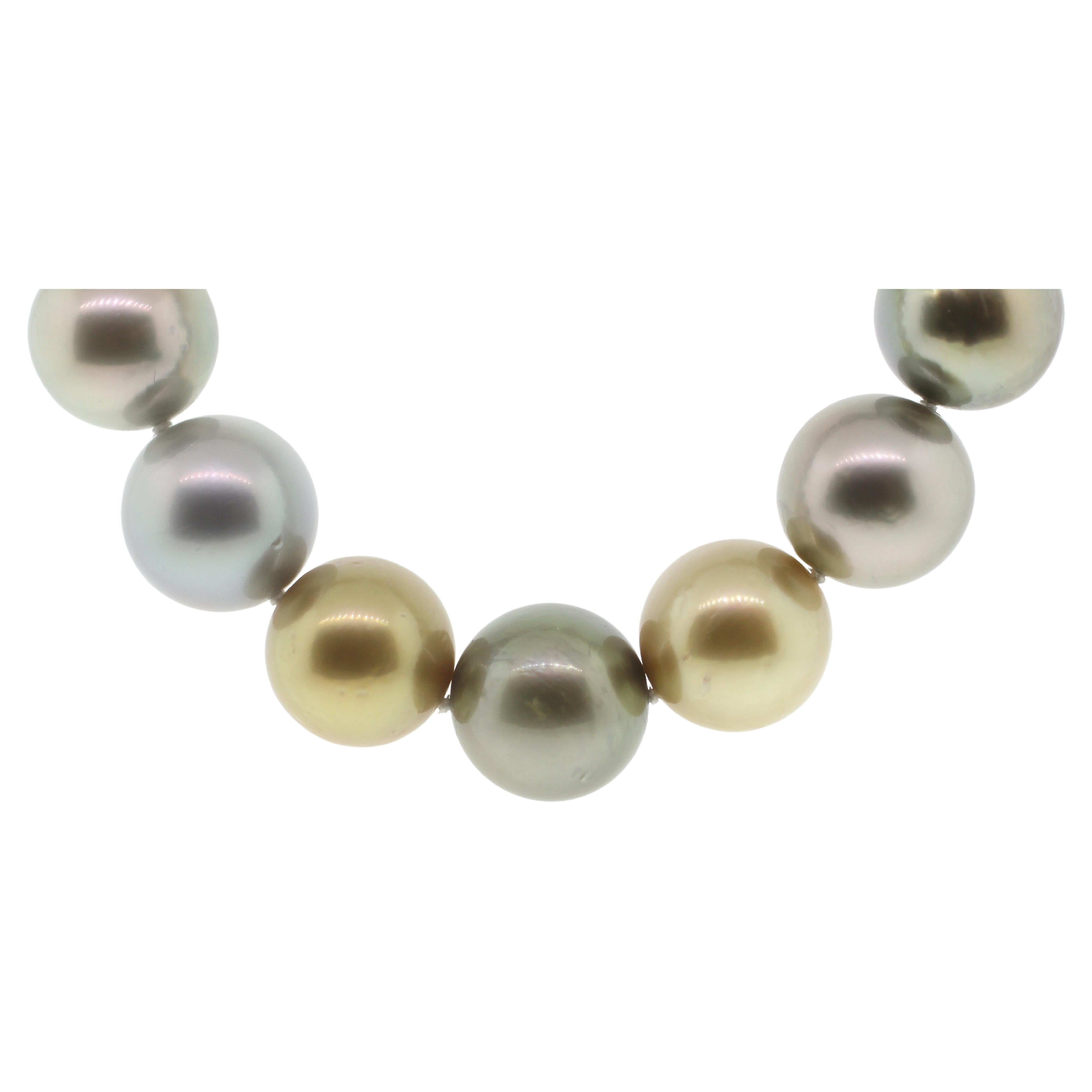 Hakimoto Collier de perles des mers du Sud de 13,8 x 11 mm de couleur naturelle et fantaisie de 36,5