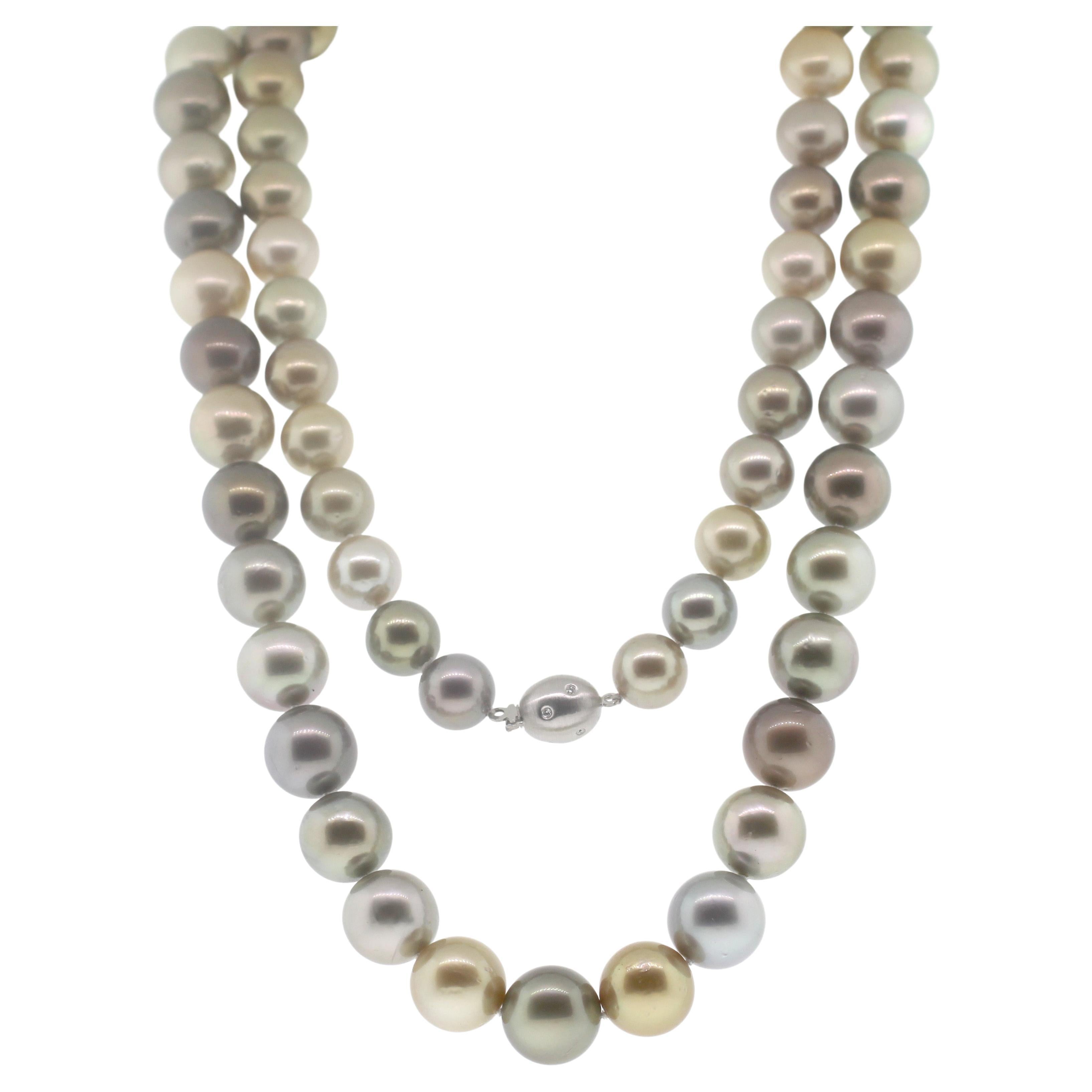 Hakimoto 36.5" Collar de Perlas del Mar del Sur de color natural fantasía 13.8x11 mm