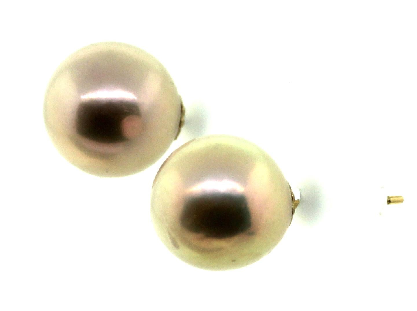 Modern Hakimoto by Jewel of Ocean 18k Yellow Gold Stud Pearl Earrings