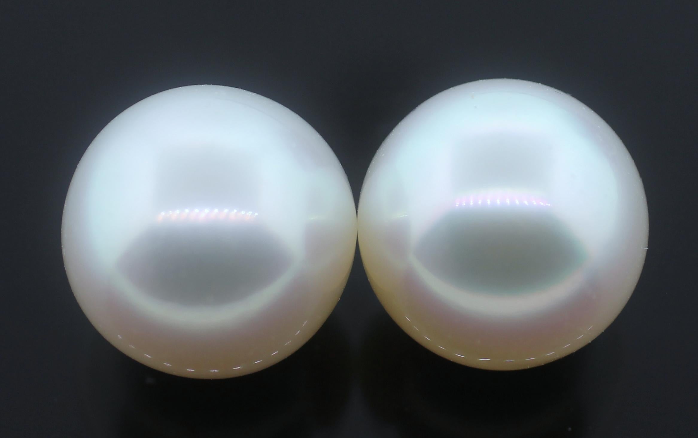 Modern Hakimoto by Jewel Of Ocean Pair of 17 mmWhite Round Australian South Sea Pearl For Sale