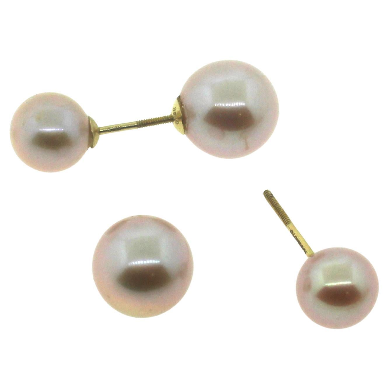 Contemporary Hakimoto Double side 4 Pink Pearl Earrings For Sale