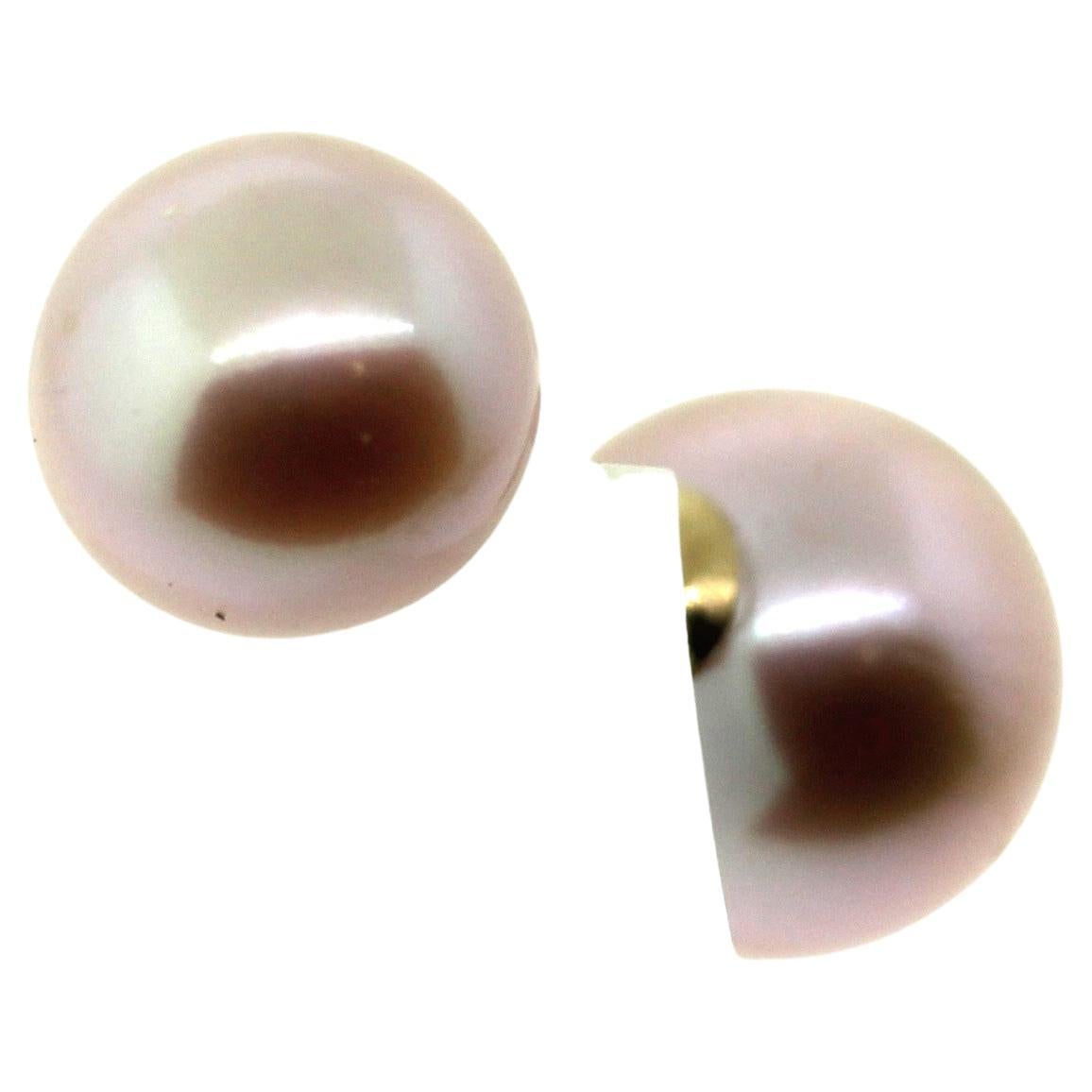 Hakimoto Double side 4 Pink Pearl Earrings In New Condition For Sale In New York, NY