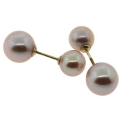 Hakimoto Doppelseitige 4 rosa Perlen-Ohrringe