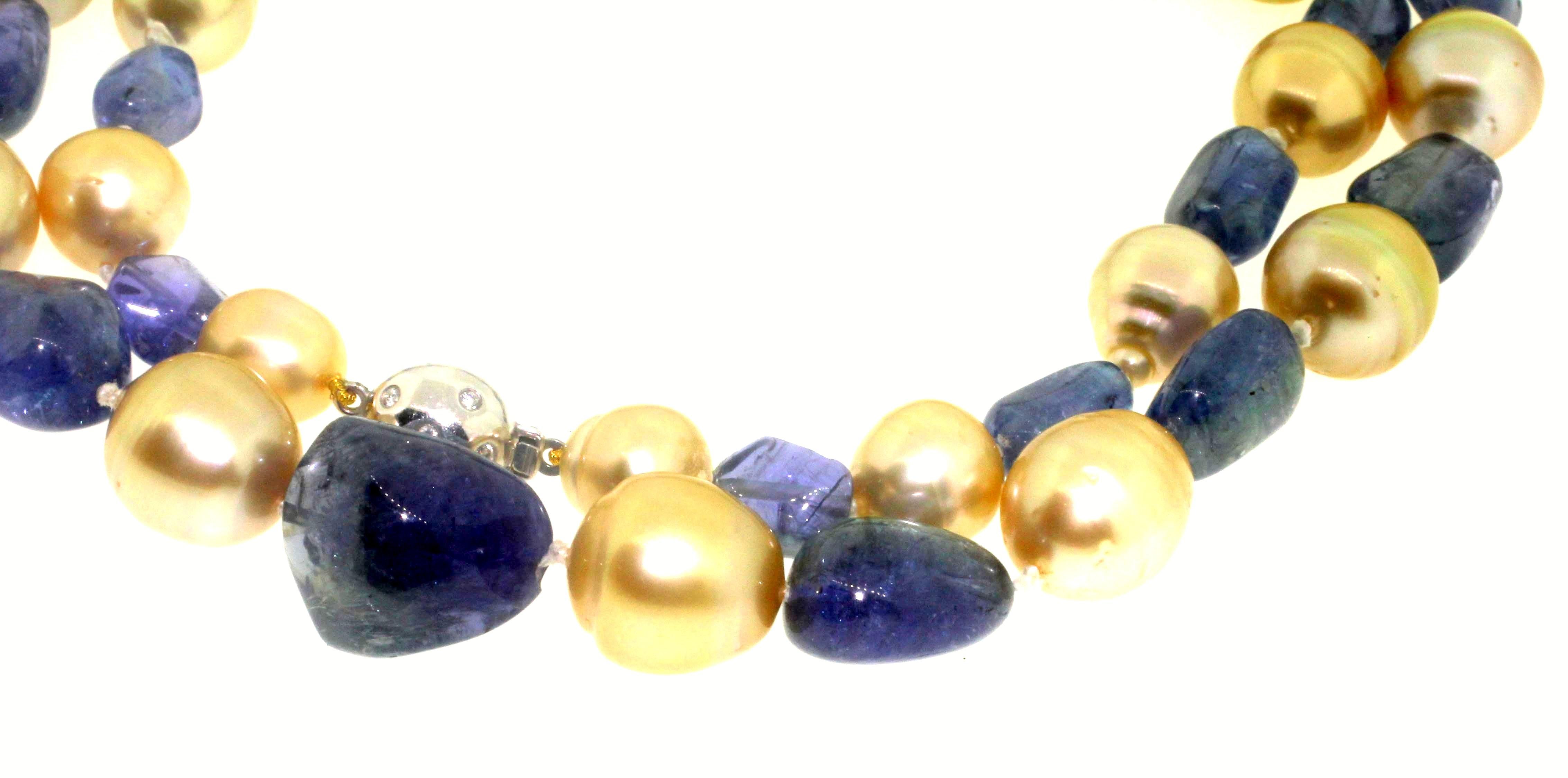 Hakimoto - Fermoir en or 18 carats avec tanzanite et diamants des mers du Sud de 73,5 cm de long 5