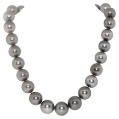 Hakimoto 16x14 mm Tahitian South Sea Pearl Strand Necklace with 18K Diamond