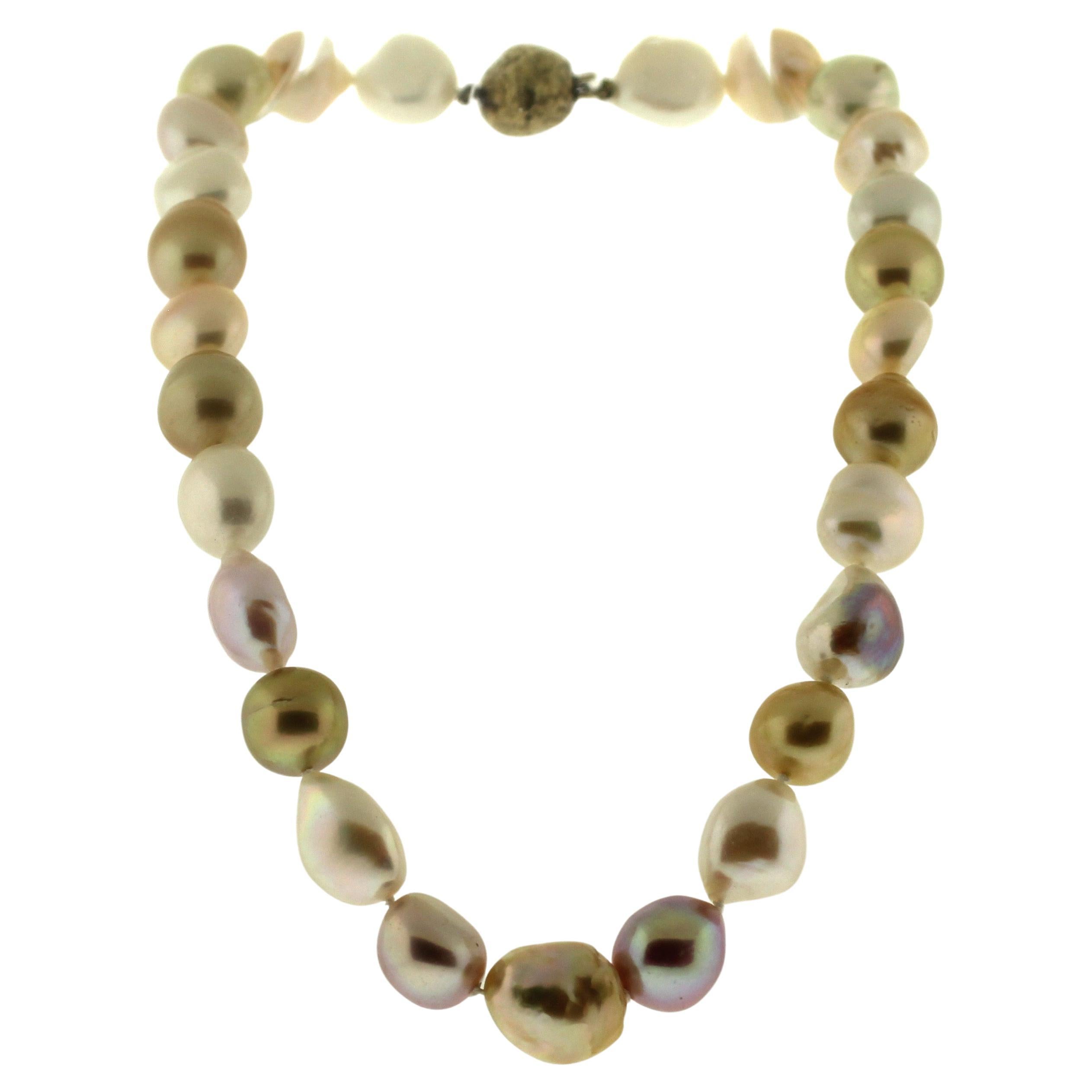 gold color pearl necklace