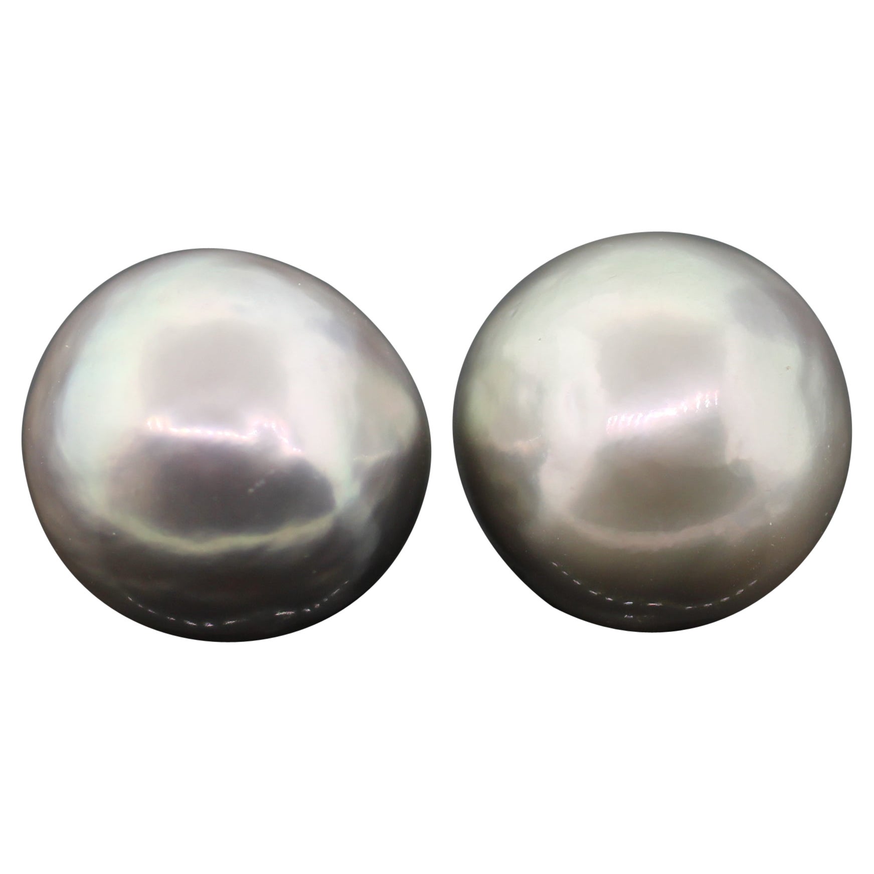 Hakimoto Coppia di perle tonde Tahiti Naget Barocco da 18 mm in argento