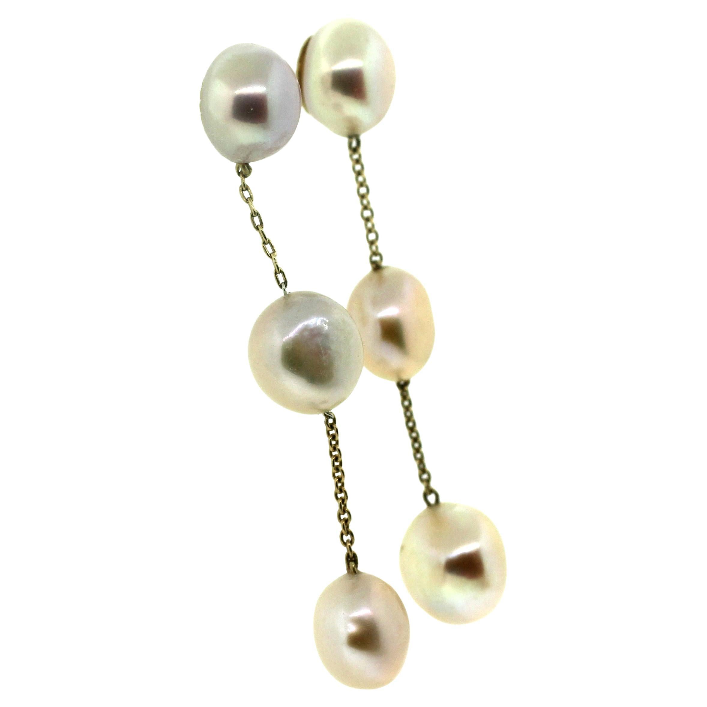 Modern Hakimoto Peach color Cultured Pearl Earrings For Sale