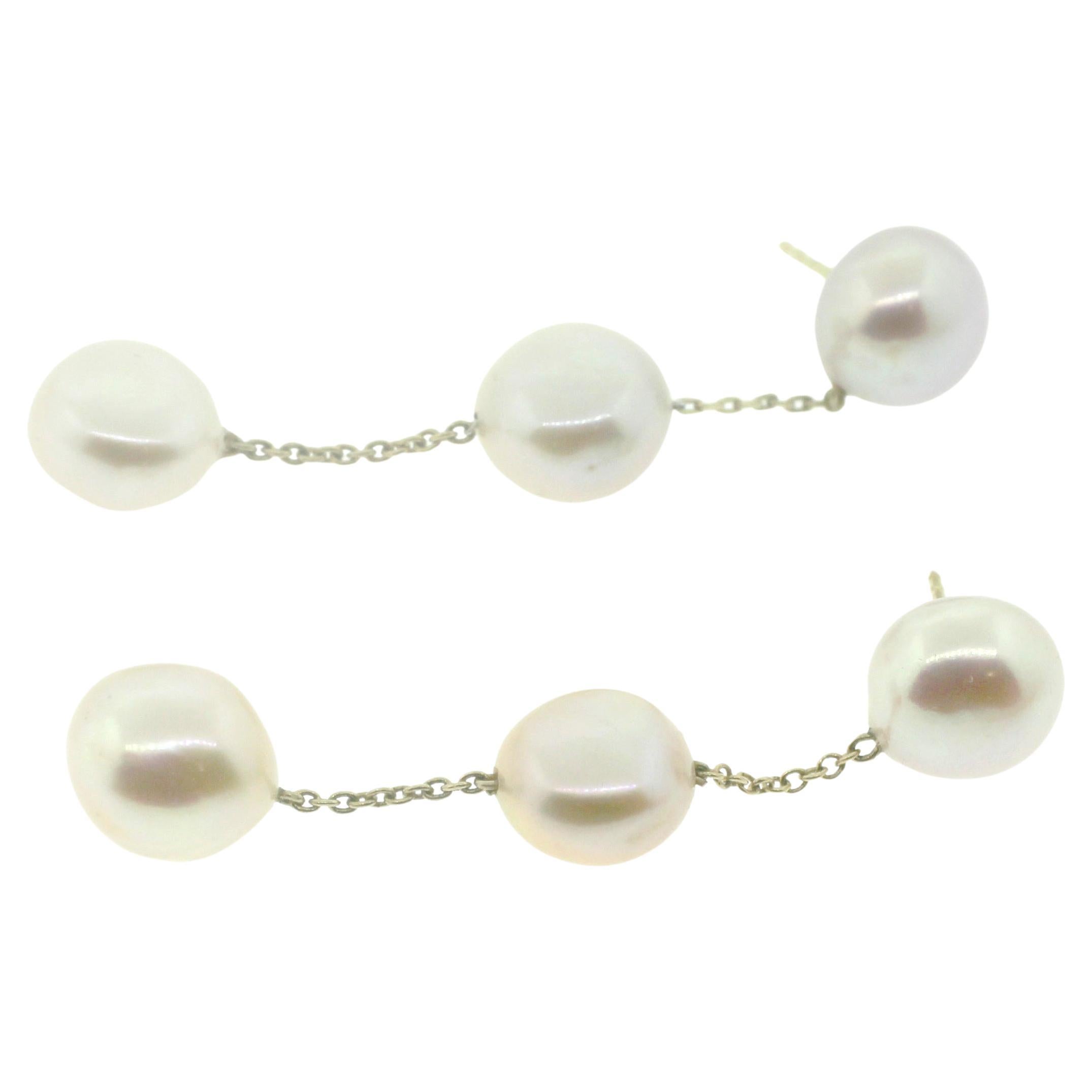 Bead Hakimoto Peach color Cultured Pearl Earrings For Sale
