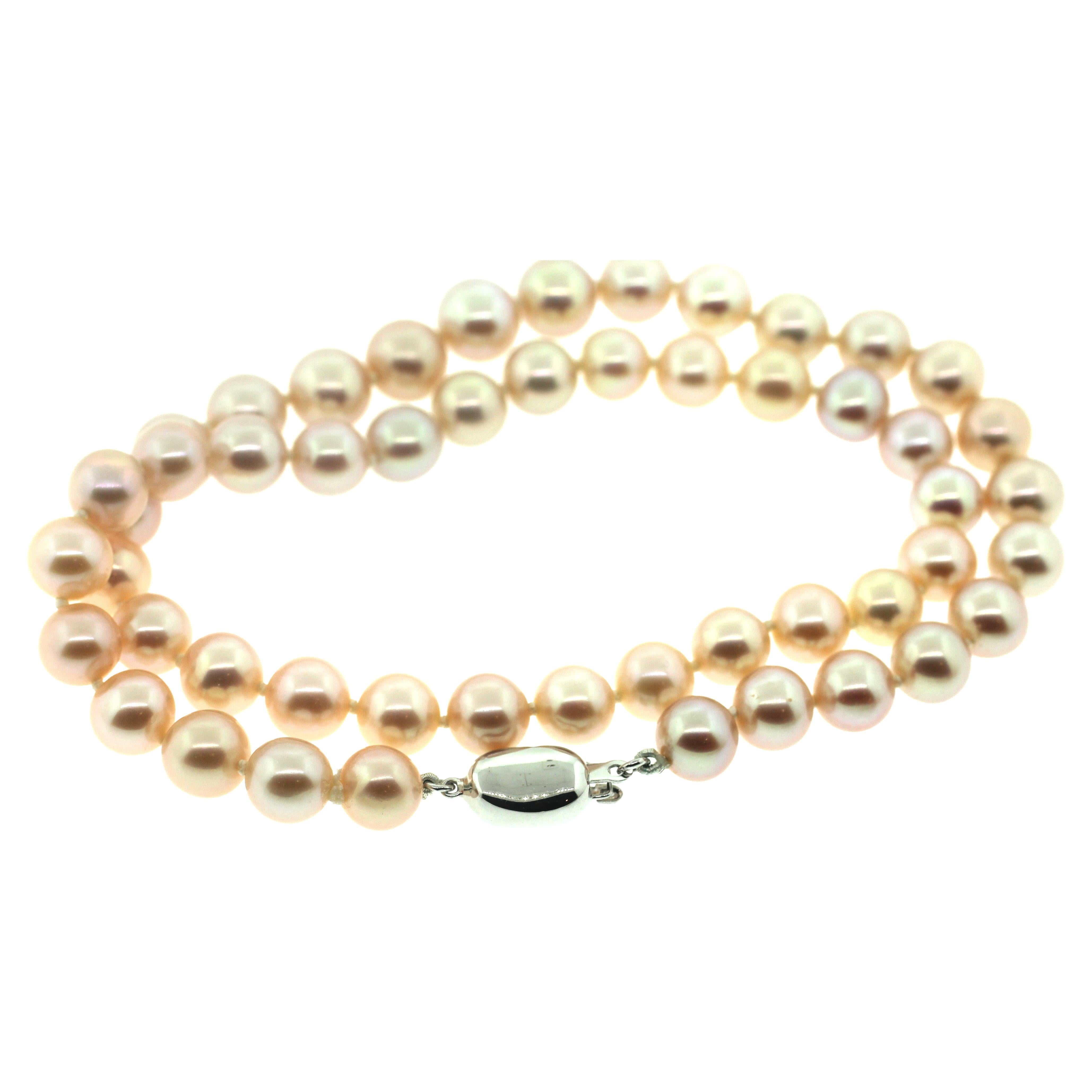 Bead Hakimoto Pink Cultured Pearl Necklace For Sale