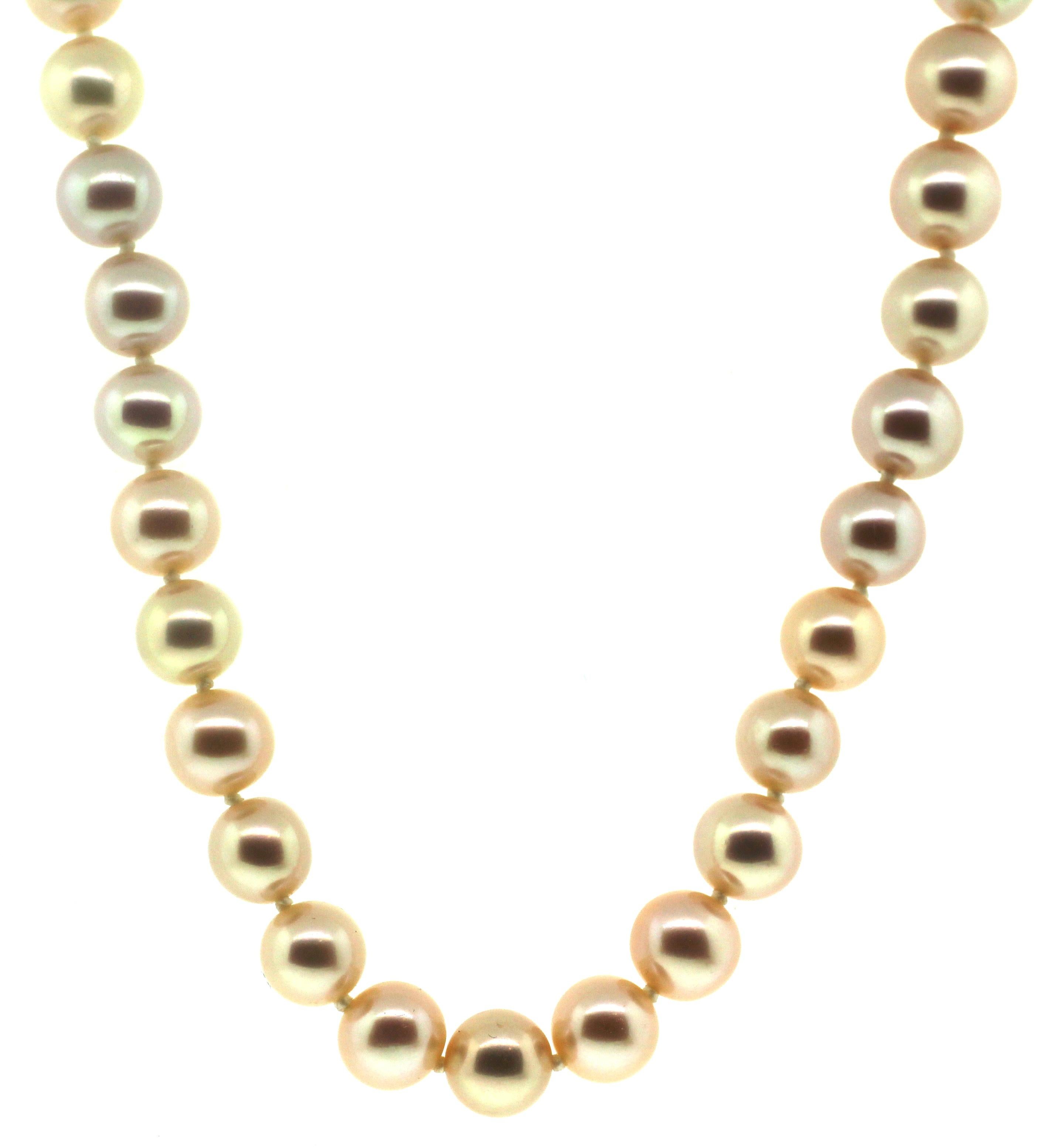 Hakimoto Pink Cultured Pearl Necklace For Sale