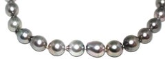 Hakimoto 15x12 mm Tahitian South Sea Baroque Pearl Necklace 18K Diamond Clasp