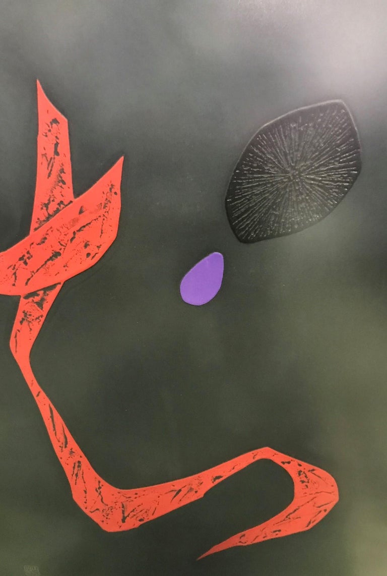 Haku Maki Large Embossed Limited Edition Japanese Woodblock Print Poem 7270 For Sale at 1stDibs