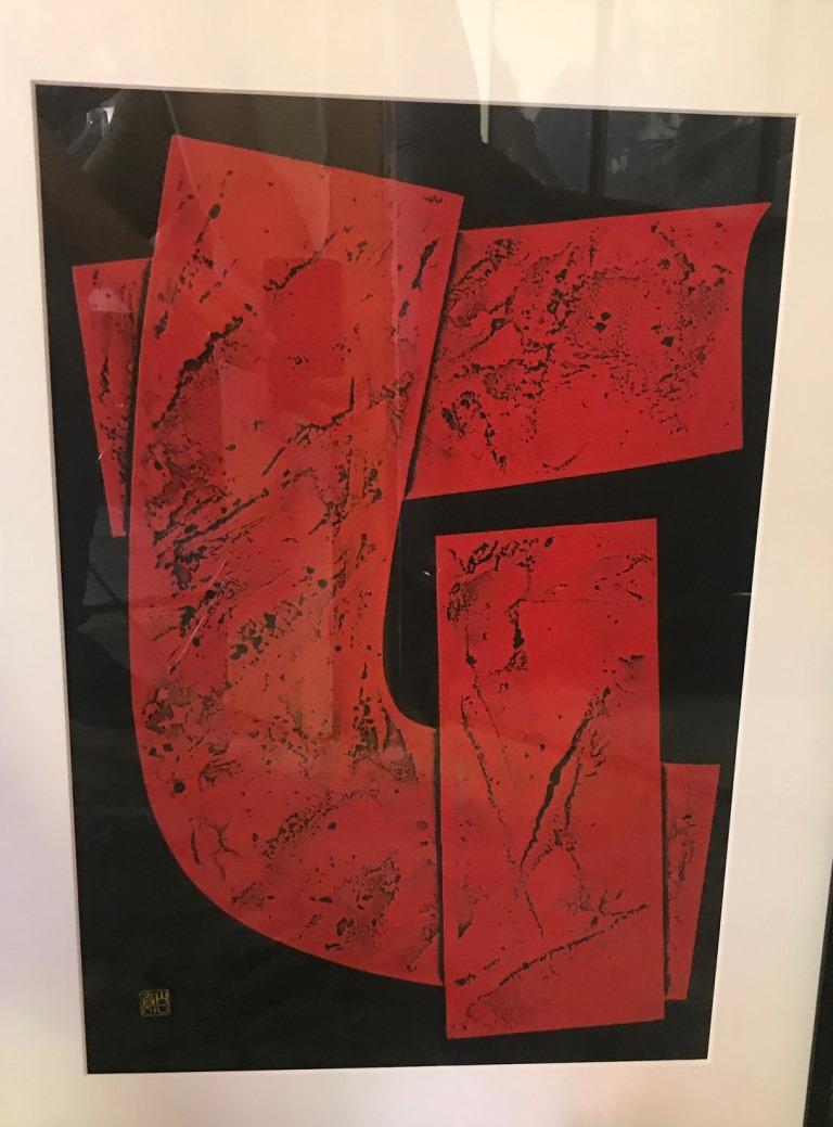 Haku Maki Large Embossed Limited Edition Woodblock Print Work 7464 Woman For Sale at 1stdibs